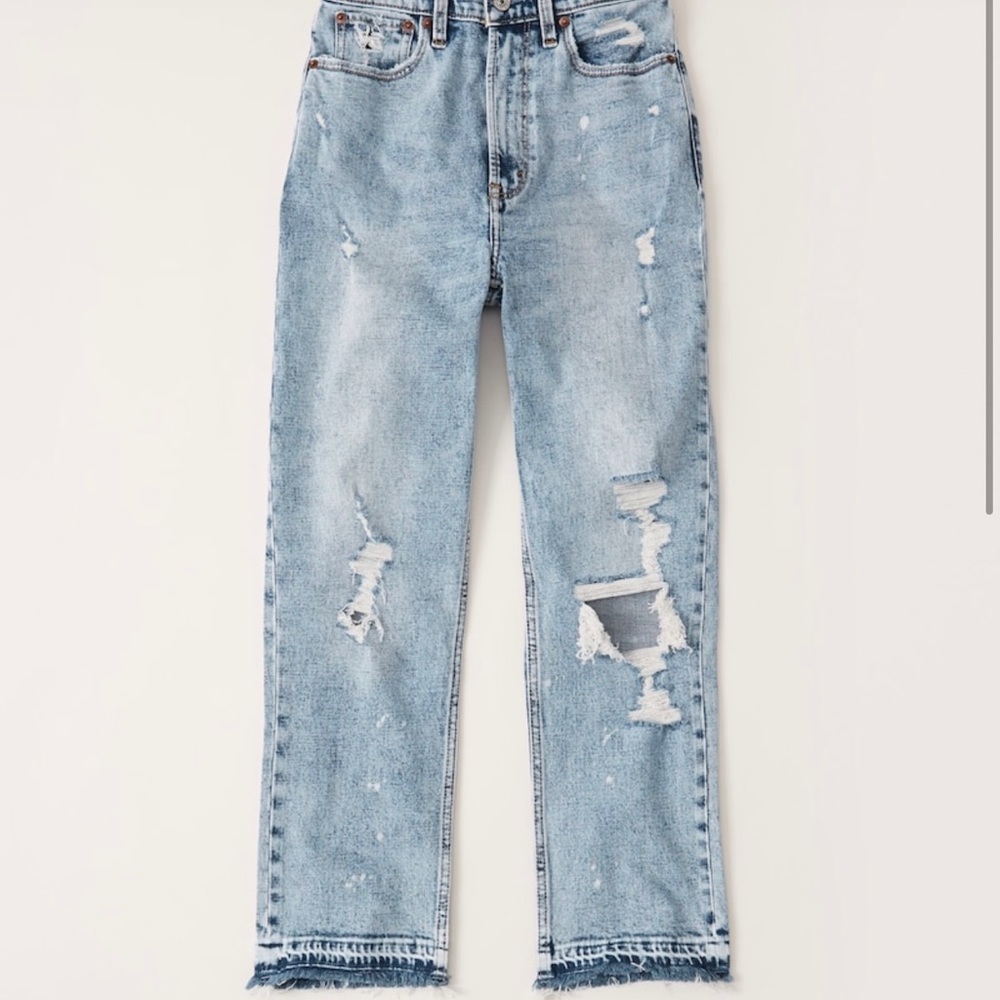 A&F Ultra High Rise Straight Ankle Jeans